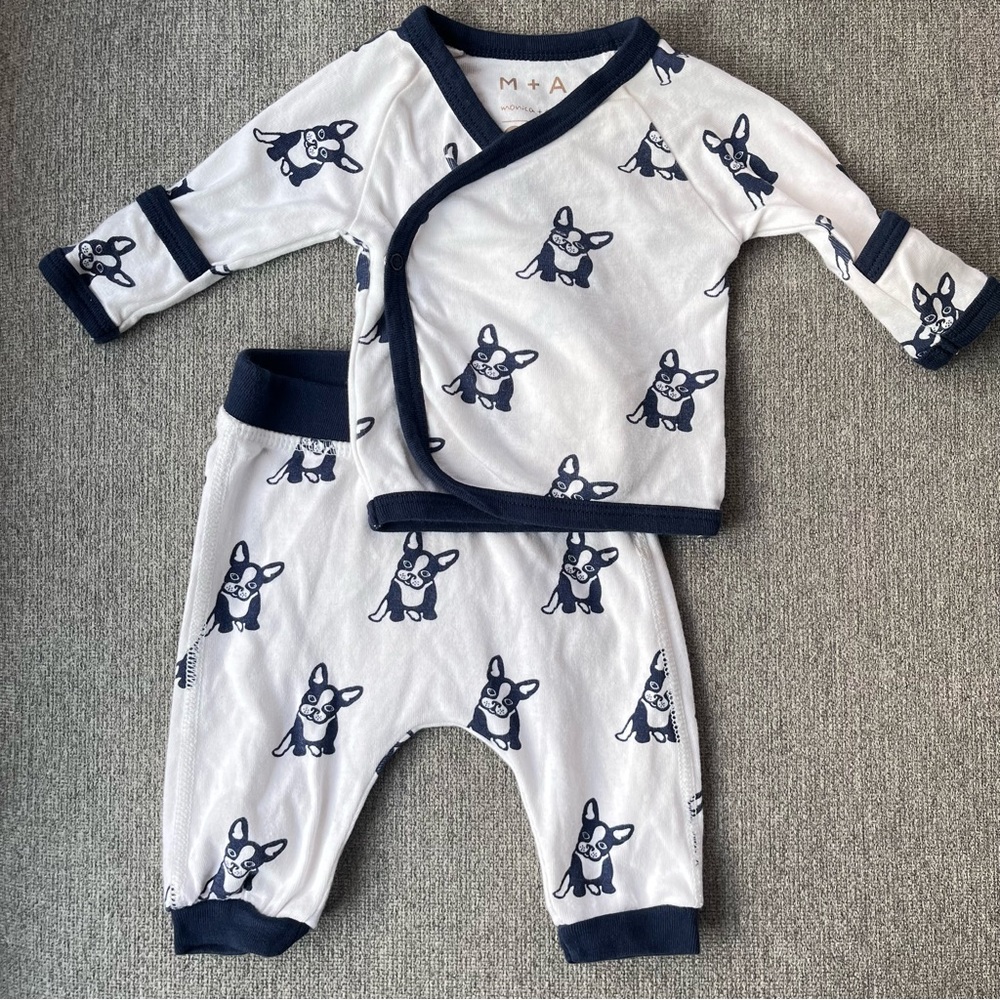 Monica and Andy Frenchie Newborn Matching Set Organic Cotton Gender Neutral